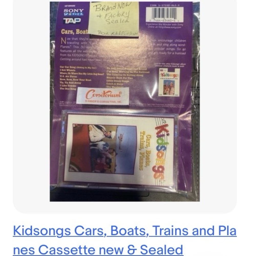 Favorite kids sing alongs Cassette - Cars, Boats, Trains and Planes new